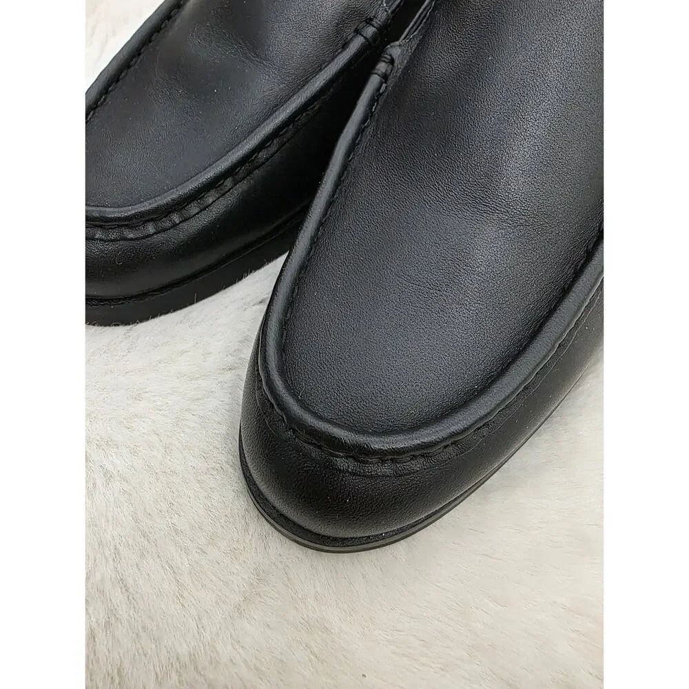 Everlane The Modern Classic Black Leather Slip On Loafers Stacked Heel Size 7.5